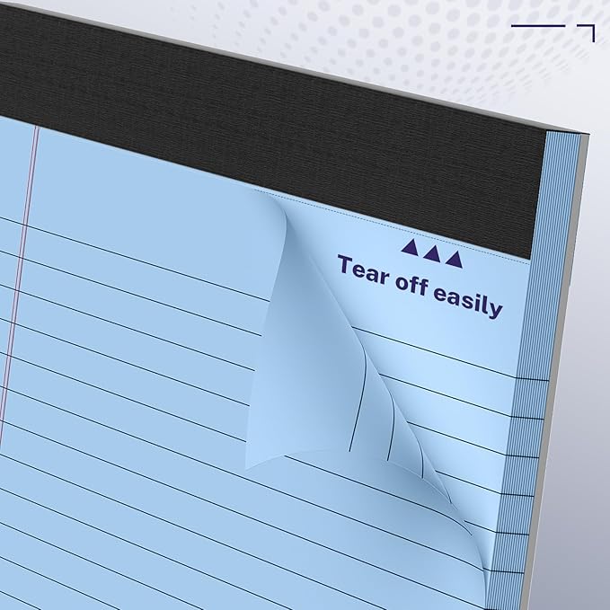 5 Pack Wide Legal Pads 11" x 9.5" Landscape White Pink Purple Blue Green College Ruled Note Pad Narrow Ruled 30 Sheets per Notepad Perforated Writing Paper Thick Backboard Horizontal Pads of Paper