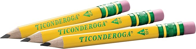 Ticonderoga My First Half-Size Wooden Pencils, Large Triangle-Barrel Pre-Sharpened #2 (HB) Short 4.5" Yellow Pencils with Erasers, Yellow, 12/Pack