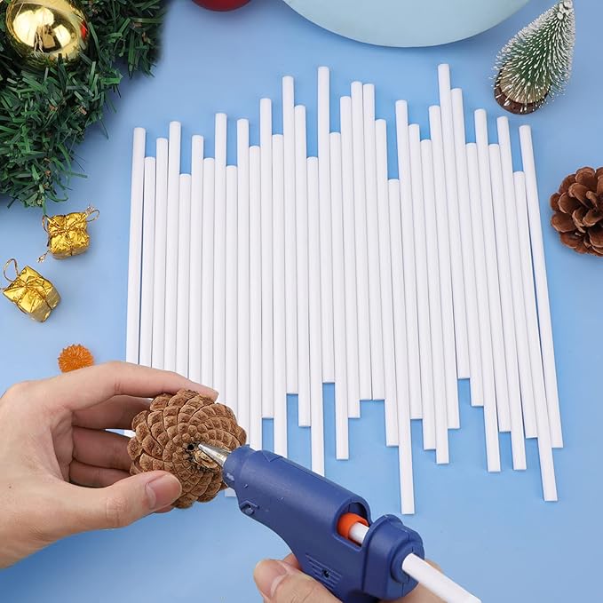 White Hot Glue Sticks Bulk, 36 Pack Mini Glue Sticks for Crafting DIY Art Gluing Project Car Dent Repair Sealing, 8" Long x 0.27" Dia