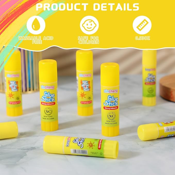 100 Pcs White Glue Stick Bulk 0.53 Ounce Washable Glue Stick for Crafts Home School Classroom Students Teachers Employees Scrapbooking Crafting Supplies