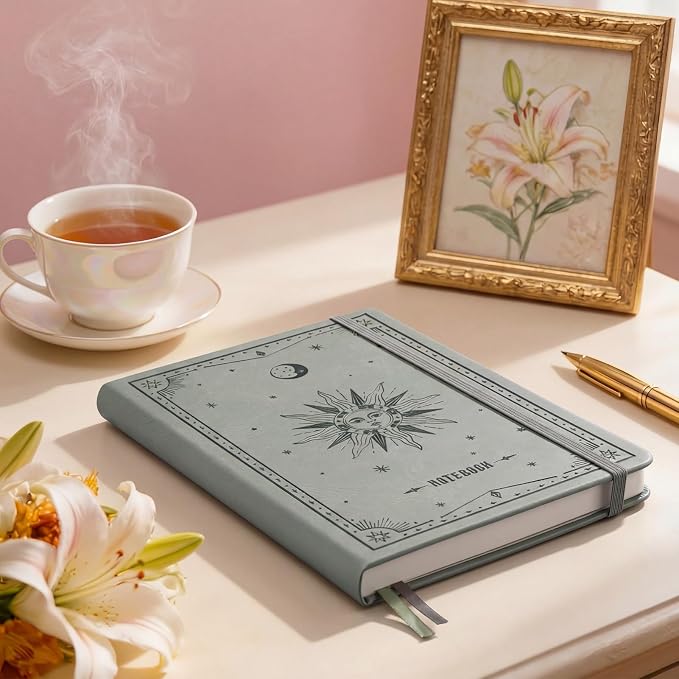 EMSHOI Lined Journal Notebook, 192 Numbered Pages, A5 Size (5.7'' x 8.3'')