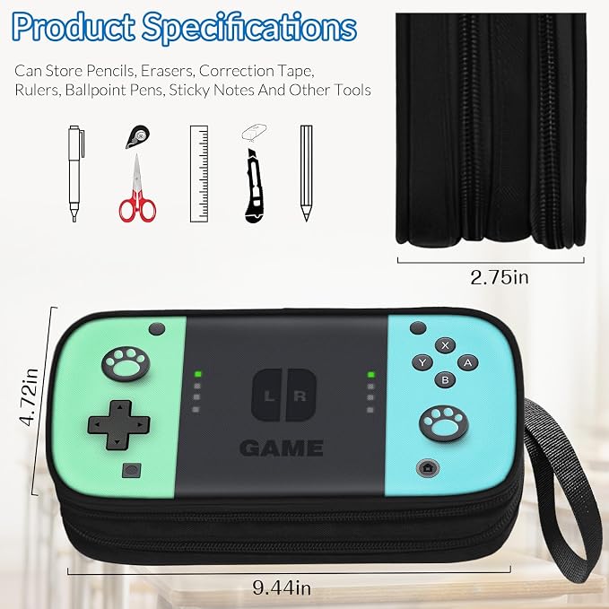 TILYTADLY Large Pencil Case for Boys - Boys Pencil Pouch with Zipper Compartments - Big Capacity Pen Box Gamer Pen Bag Organizer for Kids Teens School