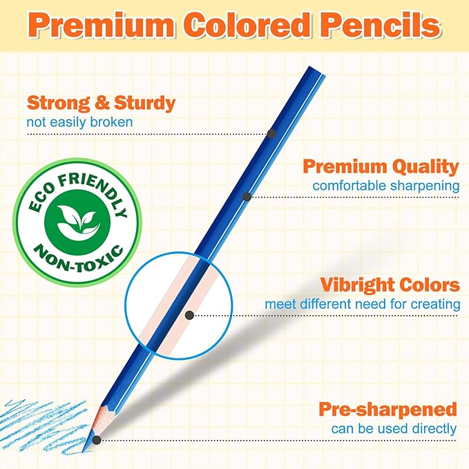 AuroTops 12 Pack Colored Pencils,144 Count Pre-Sharpened Colored Pencils Bulk,12 Color Pencil for Classroom Prizes Gifts,Back to School Supplies,Coloring Pencil Art Supplies