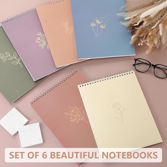 Resurhang 6 Pack 8.5 x 11'' Office Steno Book Double-sided Spiral Steno Books College Ruled White Paper 70 Sheets/Pad Pastel Colors Covers for School Office(Minimalistic Color,Aesthetic Style)