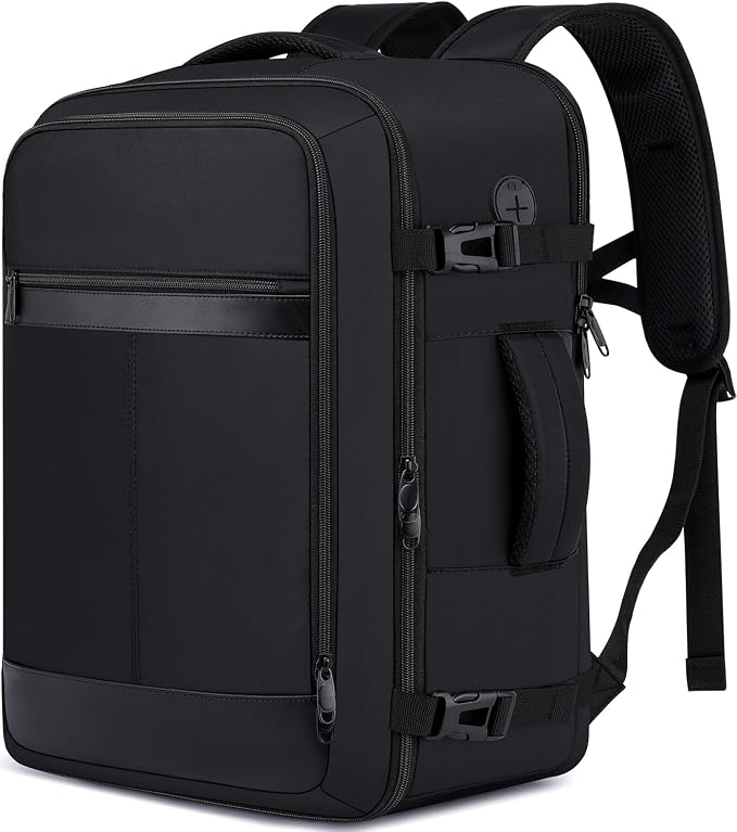 Large Travel Backpack for Men,Airplane Approved Carry On Backpack Suitcase with Shoe Pouch, Luggage Bag TSA 17.3inch Laptop Mochila Flight Approved Casual Daypack Bookbag Travel Essentials,Black