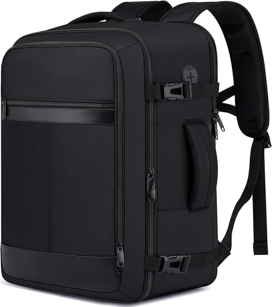 Large Travel Backpack for Men,Airplane Approved Carry On Backpack Suitcase with Shoe Pouch, Luggage Bag TSA 17.3inch Laptop Mochila Flight Approved Casual Daypack Bookbag Travel Essentials,Black