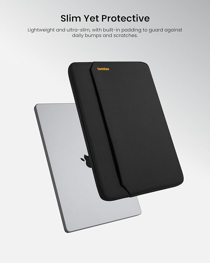 tomtoc Slim Laptop Sleeve Case for 13-inch 2026 New MacBook Air M5/A3449 M4/A3420 M3/A3113 M2/M1, Fits MacBook Neo A18 Pro, Water-Resistant Protective Carrying Case with Accessories Pocket
