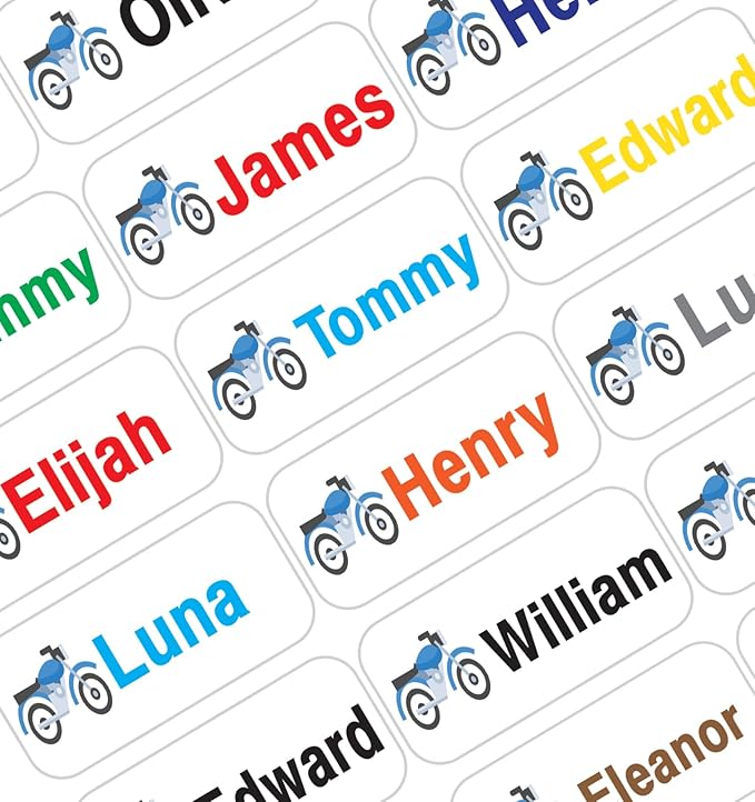 Personalized Name Labels for Kids – 60 Waterproof Peel-and-Stick Labels for Clothes, Lunch Boxes, Water Bottles, Laundry Bags – Durable, Dishwasher & Microwave Safe, Perfect for Camp, Daycare, School