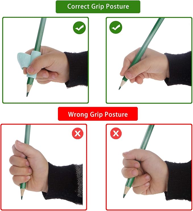 Pencil Grips - 10 Pack Kids Ergonomic Training Pencil Grippers Preschoolers Handwriting Aid Grip Set Posture Correction Tool(10 Colors)