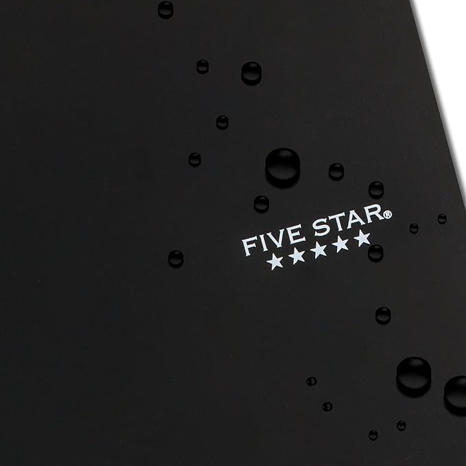 Five Star Spiral Notebook + Study App, 3 Subject, Wide Ruled Paper, 8" x 10-1/2", 150 Sheets, Black (73094)