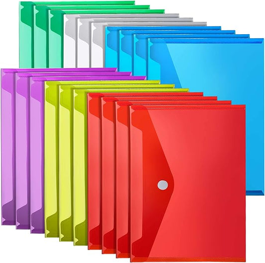LEOBRO Plastic File Folders for Documents, 20 PCS Plastic Envelopes, Reusable File Folders File Bags Document Holder, Document Files, A4 Size