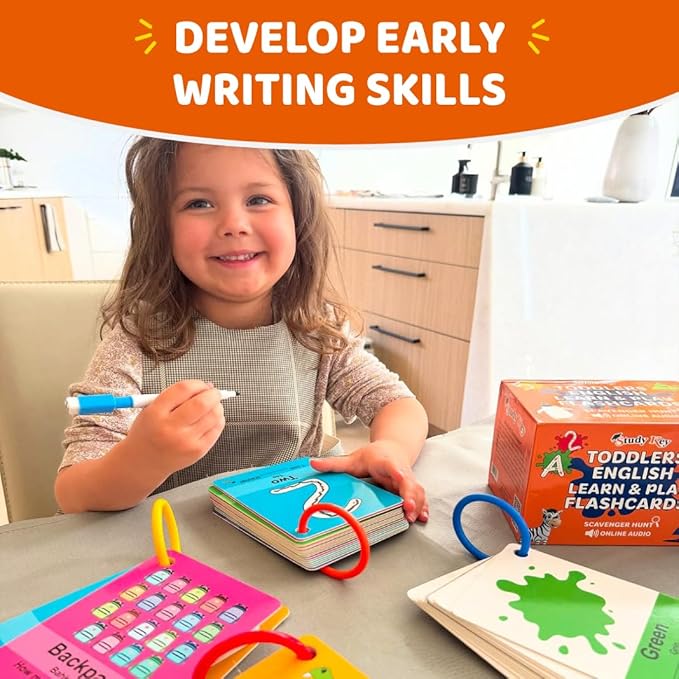 STUDYKEY ABC Flash Cards for Toddlers 1-3–First Words, Alphabet Flashcards, Animal, Color, Number, Shape, Large phonics baby Learning Cards for Toddler 1-3 Montessori style Preschool, Kindergarten toy