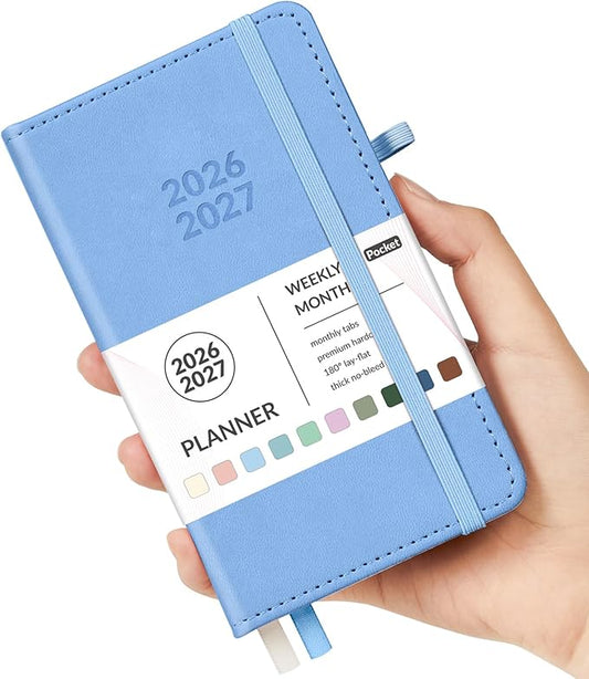 Forvencer Pocket Planner 2026-2027, Weekly Monthly Planners for Purse, 3.5" x 6", July 2026-June 2027, Cute Small Daily Academic Calendar, Elastic Band, Hardcover Agenda for Women, Teacher