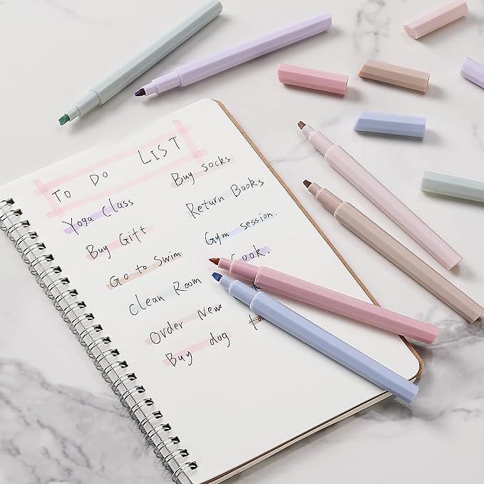 Mr. Pen- Aesthetic Highlighters No Bleed, 6 Pack, Pastel Colors, Chisel Tip, Cute Bible Highlighters Assorted Colors for Journaling, Highlighting, Underlining, Fast Dry, Back to School Supplies
