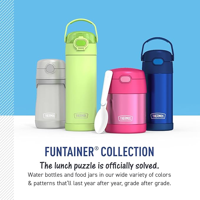 THERMOS FUNTAINER Water Bottle with Straw - 12 Ounce - Kids Stainless Steel Vacuum Insulated Water Bottle with Lid, Inline Camo