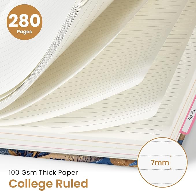 Taja Spiral Notebooks for Work 5 Subject Notebook with Removable Dividers