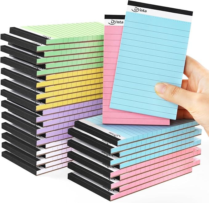 Dynta 36 Pcs 3x5 Note Pads, 45 Sheets Per College Ruled Mini Writing Pads, 80GSM Colored Paper 1620 Sheets, Multicolor Cute Notepads for Gift
