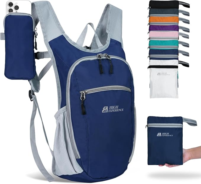 Small Hiking Backpack Packable Lightweight for Women Men | 10L/15L, Hiking Daypack, Foldable, Water Resistan, Ultralight, with Phone Pocket, Travel, Outdoor, Walking