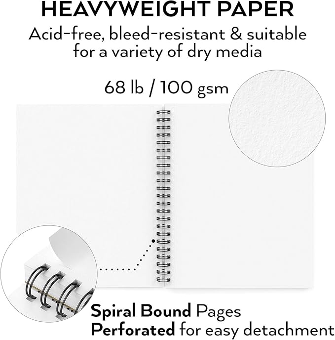 ARTEZA Sketch Book 2 Pack, 9x12 Inches, 200 Sheets of 68 lb Heavyweight Paper, Spiral Bound Drawing Pad with Perforated True-to-Size Pages for Sketching, Drawing, and Illustration