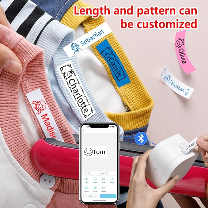 P12 Iron on Name Tags for Clothing, Fabric Labels for Daycare, Kids, School | Compatible with Dymo Letratag Refills 200B LT 100H 100T and Phomemo P12, P12PRO, LT12 F12 Label Make 12mm x 4m, 3 Pack, Blue
