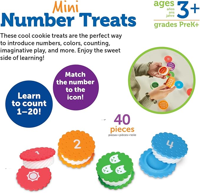 Learning Resources Mini Number Treats - Counting Skills, Cookies Toys, Montessori Fine Motor Skills, Math Manipulatives, Gifts for Boys and Girls