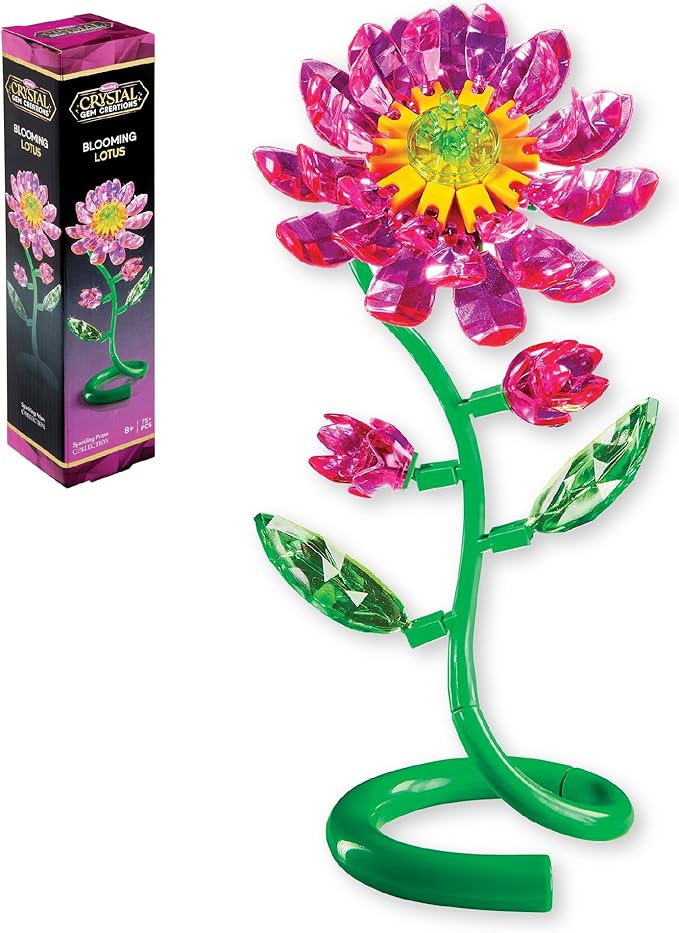 Cra-Z-Art Crystal Gem Creations Blooming Lotus Flower Kit by RoseArt, 75+ Pieces, Great for Adults, Tweens and Children Ages 8+