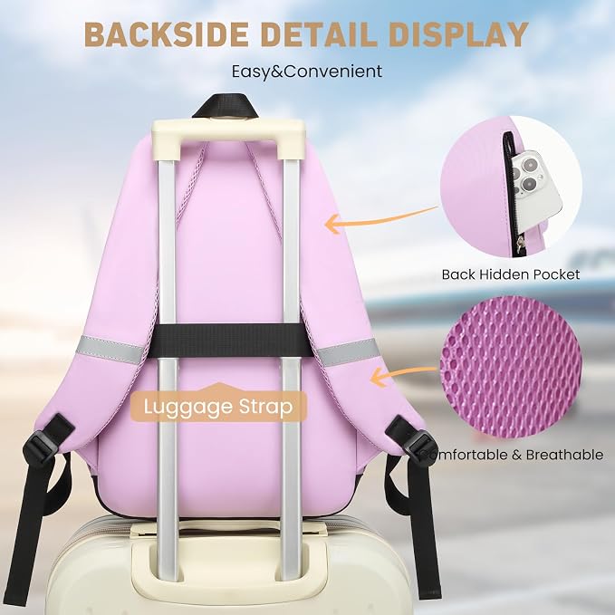WINDARS School Backpack for Teen Girls, Cute College Backpacks for Women Students Aesthetic Bookbag Large 15.6 Inch Laptop Bag Middle School Travel Back Pack (Black Purple)
