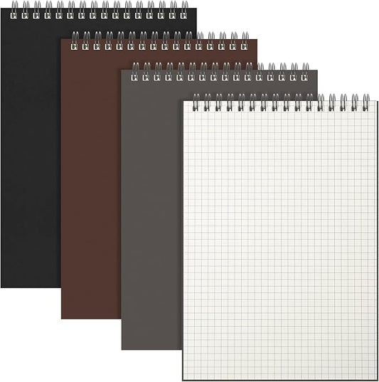 Engrowtic 3 Pack Graph Paper Spiral Notepad A5 Top Wirebound Notepad Grid Notebook Steno Pads Memo Notebook Grid Paper 140 Pages for Writing Sketching Drawing Office Supplies (Multicolor 1)