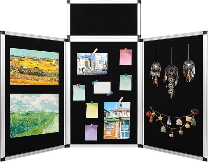 jxgzyy Trade Show Presentation Board 3+1 Panel Trifold Poster Board with Storage Bag Single Sided Art Display Panels Tabletop Folding Panel Display for School Workshop