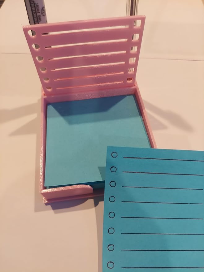 Generic Sticky Note Holder w/Stencil (Pink) - 3.4" x 4" - Note Holder