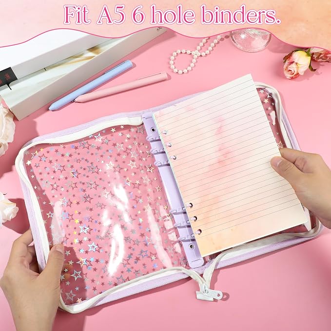 100 Sheets Gradient A5 Refill Papers for Planner Binder Insert, 120GSM Thick Loose Leaf Lined Paper, 6 Hole Notebook Filler for A5 6 Ring Travel Journal Diary Budget Binder, Watercolor