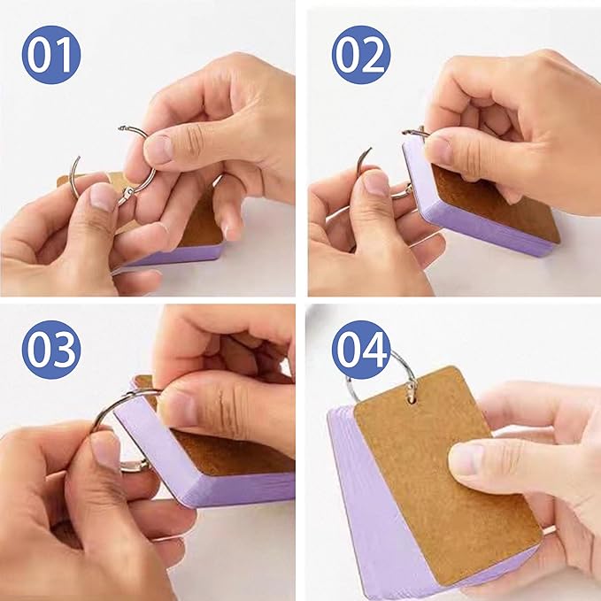 6 Pack index cards with ring flash cards for studying,300 Count,1.57 x 2.76 Inchs Flash Card，Easy Flip DIY Greeting Card Note Cards