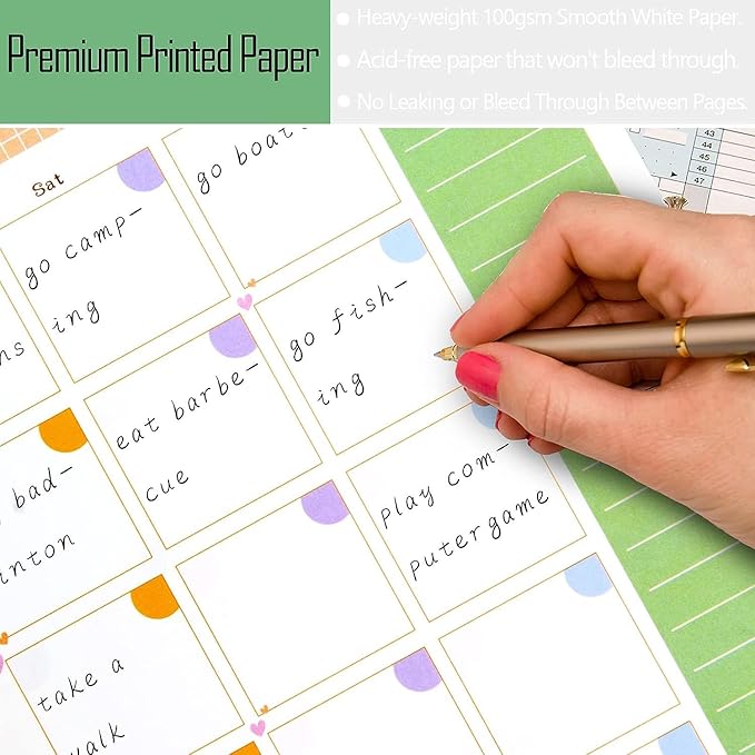 Rancco A5 Planner Inserts Monthly Planner Refills, 90 Pages Colorful 6-Ring Loose-leaf Monthly Binder Paper w/Divider, PVC Pouch, Ruler, Index Tab for Journal, Filofax, Double-sided, Undated,8.3x5.6"