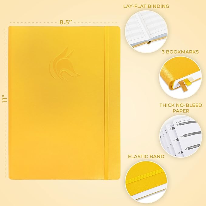Clever Fox Planner PRO Dated (Jan 2026–Jan 2027) Weekly & Monthly Life Planner to Increase Productivity, Time Management and Hit Your Goals – Organizer, Gratitude Journal – A4 Size (Amber Yellow)