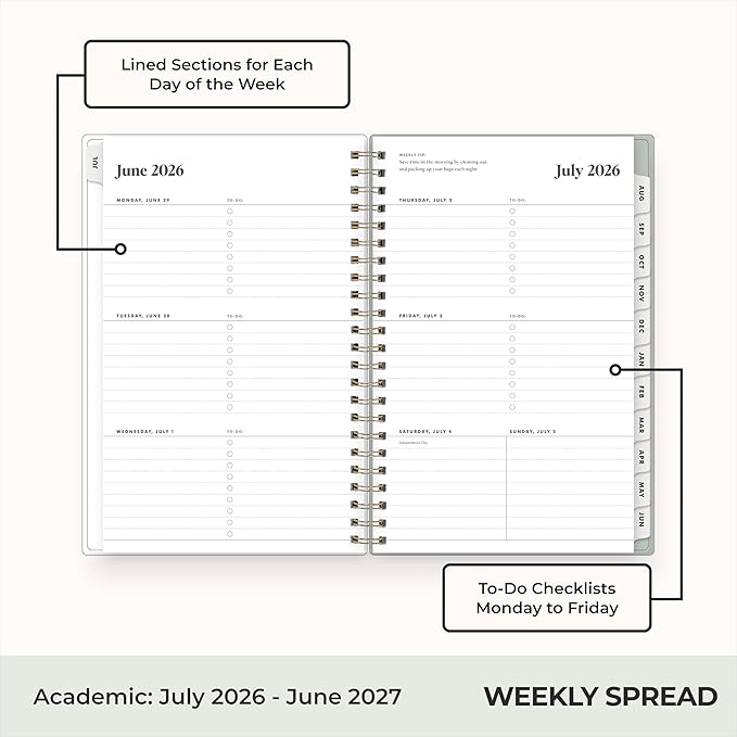 Blue Sky The Everygirl 2026-2027 Weekly and Monthly Academic Year Planner Calendar, July 2026 - June 2027, 5" x 8", Flexible Cover, Wirebound, Laminated Tabs, Storage Pocket, Includes Stickers, Marisa