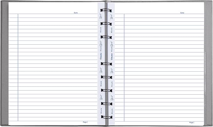 Blueline MiracleBind™ Notebook, Refillable, Lizard-Like Hard Cover, 9.25" x 7.25", 150 Ruled Pages, Cool Grey (AF9150.97)