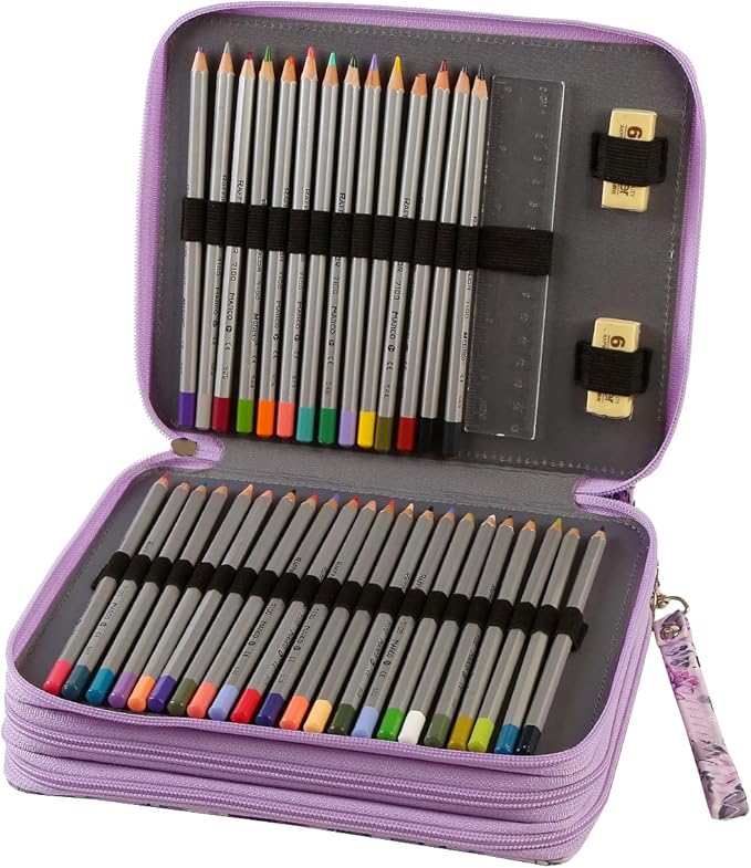Portable Colored 120 Slots Pencil case Organizer with Printing Pattern for Watercolor Pens or Markers, Pencil Case Organizer for Artist