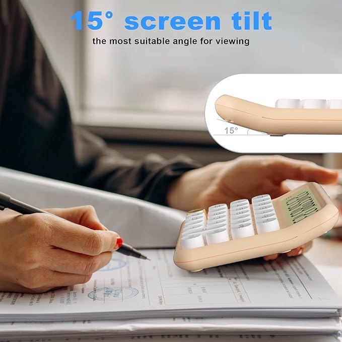 DECKLIT Battery Desk Calculator - 12 Digit Extra Large 5-Inch LCD Display, Big Buttons Easy to Press, 15 Tilt Screen (Green)