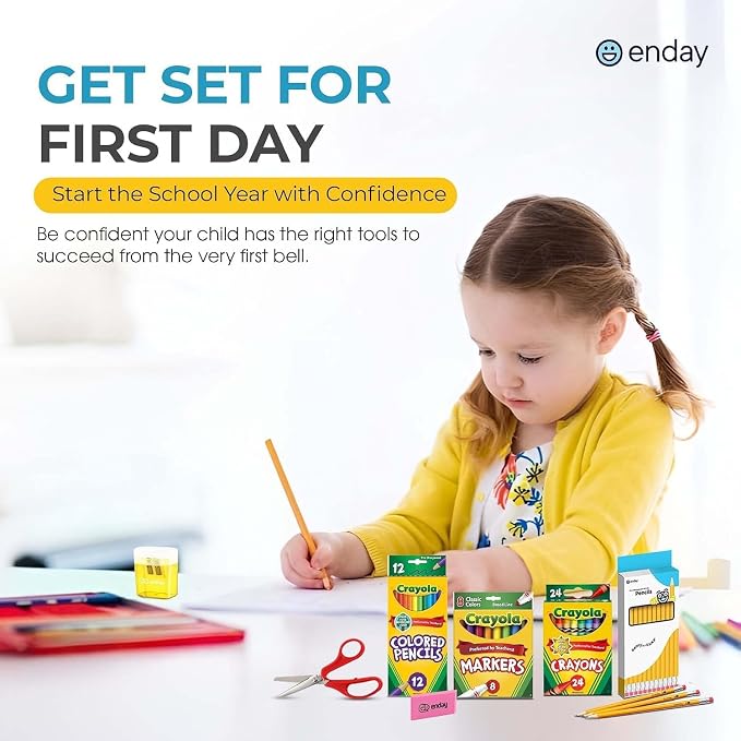Enday Back to School Supplies Kit - Grades K-5, 83 Piece Back to School Supplies Kit, Kindergarten School Supplies Kids for Girls & Boys (100 Kits)