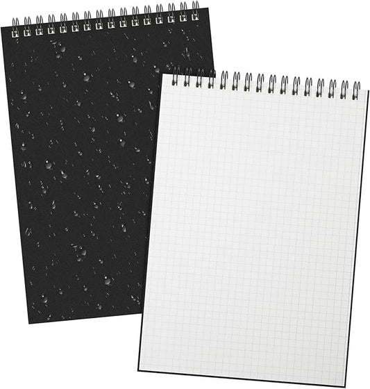 Engrowtic 2 Pack Graph Paper Spiral Notepad A5 Top Wirebound Notepad Grid Notebook Steno Pads Memo Notebook Grid Paper 140 Pages for Writing Sketching Drawing Office Supplies (Black Cover)