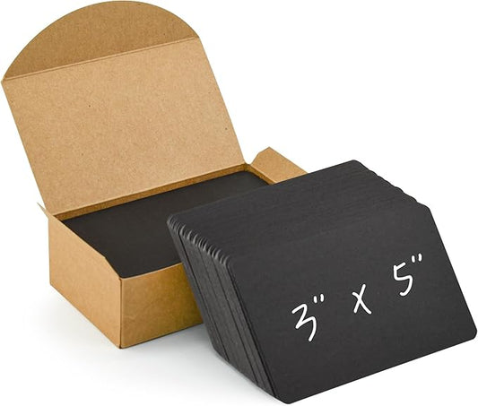 VANRA 300PCS Blank Index Cards 3x5 inches Note Cards Thick 110lb Cardstock Flash Cards, Unruled Study Cards for School Learning, Office (Black, 300/Pack)