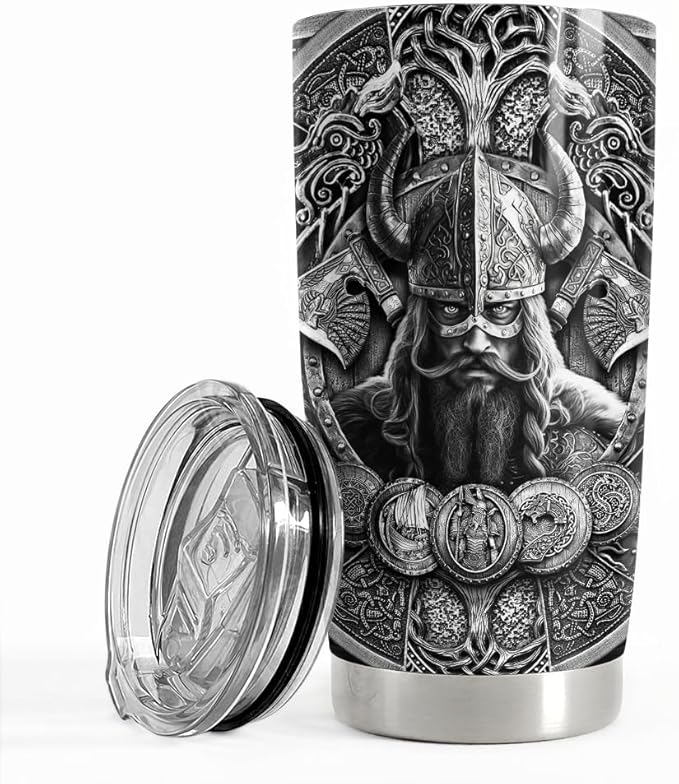 Viking Cup Tumbler 20oz Viking Gift for Men Vikings Stainless Steel Insulated Tumblers Coffee Travel Mug Gifts for Birthday Christmas