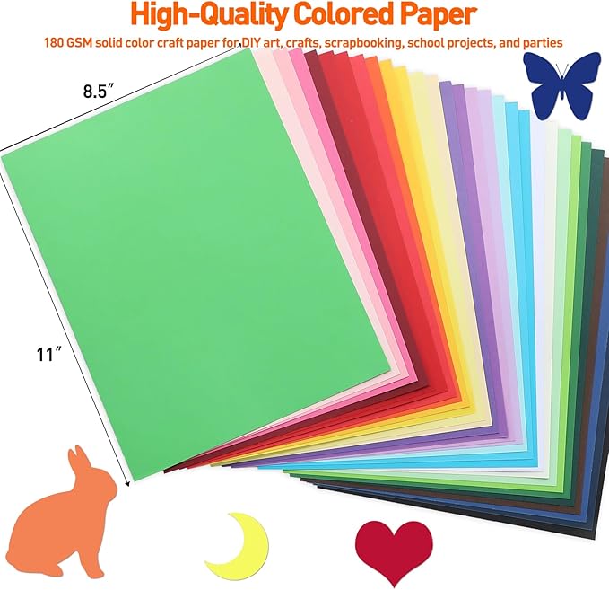 MAXECHO 8.5" X 11" Colored Cardstock Bulk Assorted 150 Sheets in 30 Colors Construction Paper Card Stock Printer Paper for DIY Crafts, Kids School Supplies, Cricut, 180 GSM