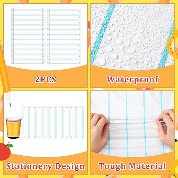 146 Pcs Back to School Decoration First Day of School Party Supply Apple Plate 24 Set Tableware Disposable 2 Notebook Tablecloth for Composition Classroom Decoration Preschool Kindergarten Party
