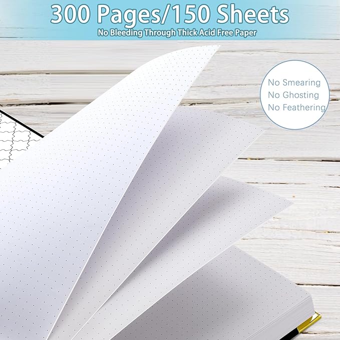 Spiral Notebook, Dotted Journal Notebook, 8.5" x 11", 300 Page Hardcover Large Dot Grid Notebook Journal for Bullet, Thick Paper Fights Ink Bleed, A4 Leather Journal for Women Men, Pink