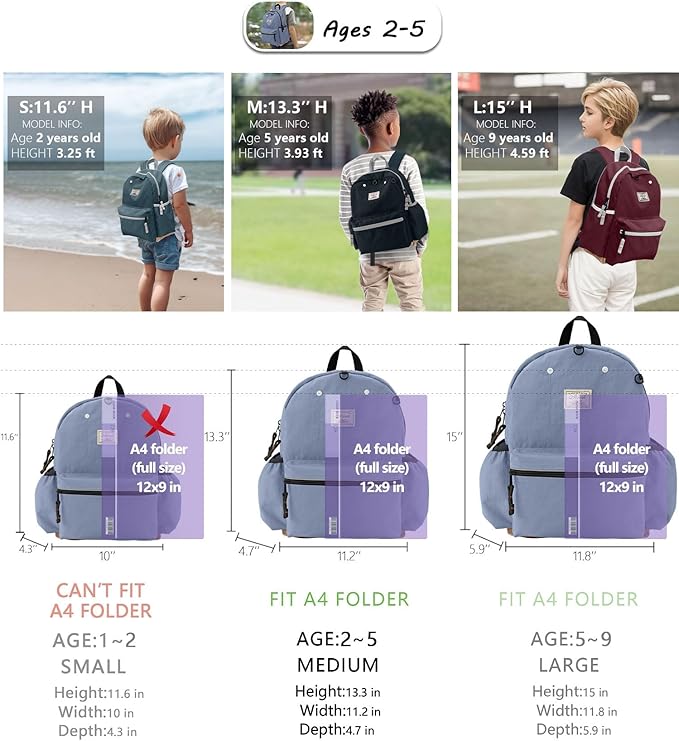atgark Toddler Backpack for Boys 2-5: Preschool Kindergarten Backpack - 13" Daycare Backpack Fit A4 Folder