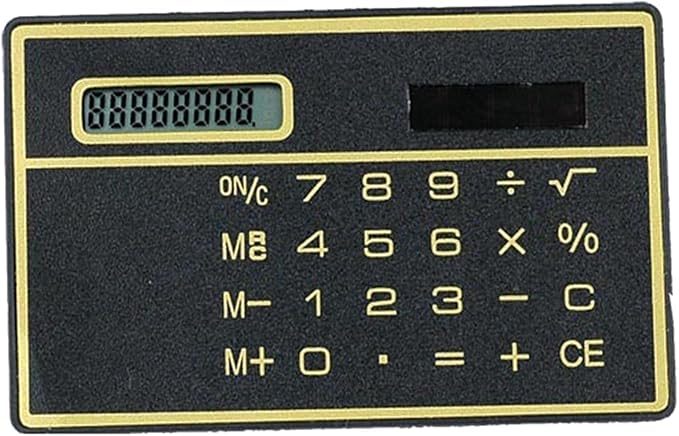 Solar Powered Calculator 8 Digit Display 8.5x5.3cm Portable Basic Standard Calculator for Business Office School, Black
