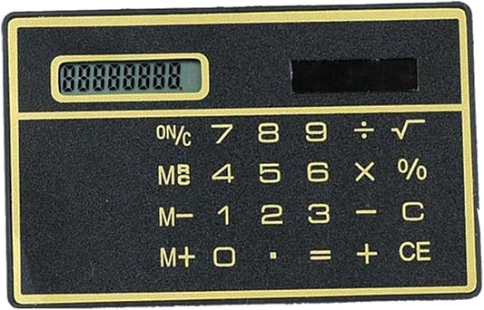 Solar Powered Calculator 8 Digit Display 8.5x5.3cm Portable Basic Standard Calculator for Business Office School, Black