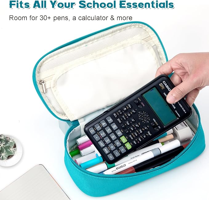 Pencil Case Pouch, Large Capacity Pen Bag Organizer, Cute Aesthetic Pencil Box for Girls Boys Kids, Back to School Supplies, Teacher Supplies Classroom Essentials, Teal