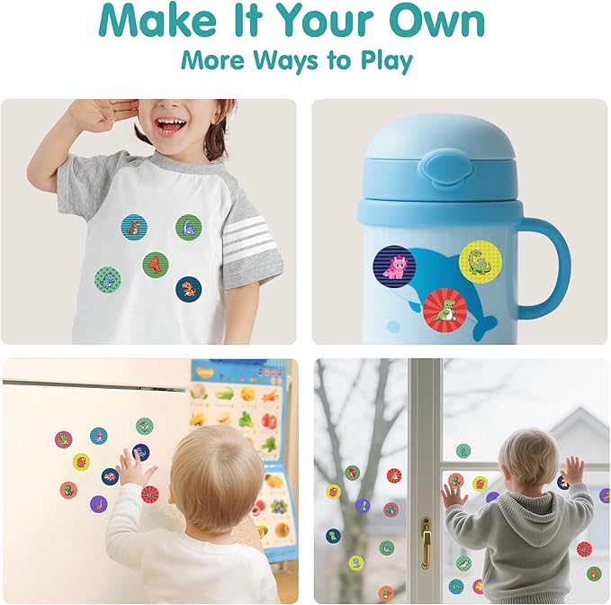 iPlay, iLearn Kid Dinosaur Sticker Stamp Set - 400+ Stickers 18-Page Activity Book, Toddler Creative Mess-Free Art Craft Educational Travel Toy, Birthday Easter Basket Gifts 3 4 5 6 Year Old Girl Boy